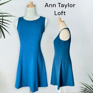 Ann Taylor Loft Sleeveless Tapered Midi Skater Dress in Gorgeous Deep Teal Blue